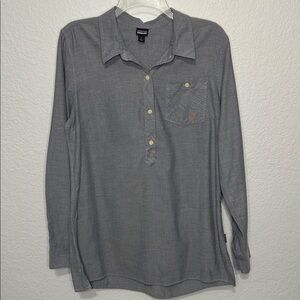 Patagonia Women’s Long Sleeve Collared Popover Shirt Chambray Size Large